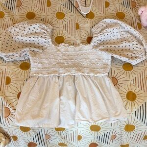American Eagle Outfitters Cream Puff Sleeve Blouse